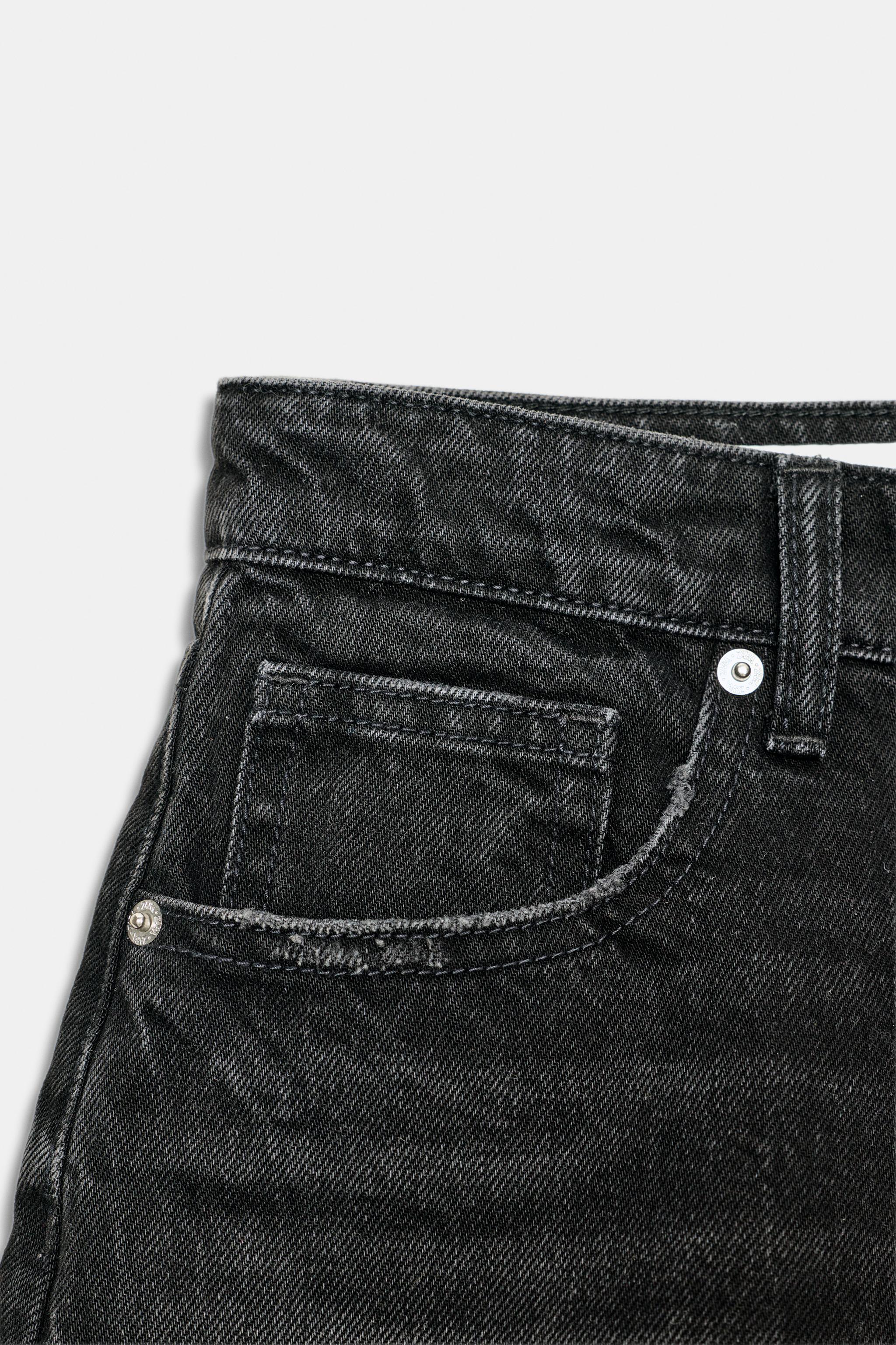 TRF CURVED HIGH-WAISTED DENIM SHORTS